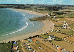 CPSM Grand Format - 29 - Plomodiern - La Plage De Porz Et La Lieue De Grève - Camping - Plomodiern