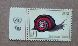 Ge18-01 : Nations-Unies (Genève) / Protection De La Nature - Escargot Terrestre De Cuba (Polymita Picta) - Unused Stamps