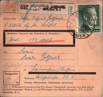 ! 1943 Dresden Flughafen, Sachsen, Nach Hainichen, Paketkarte, Deutsches Reich, 3. Reich - Cartas