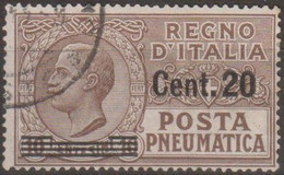 Italia 1924 Posta Pneumatica UnN°PN5 (o) Cent 20/10 - Rohrpost