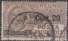 Italia 1924 Posta Pneumatica UnN°PN5 (o) Cent 20/10 - Correo Neumático