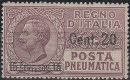 Italia 1924 Posta Pneumatica UnN°PN6 MLH/* Cent 20/15 - Posta Pneumatica