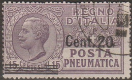 Italia 1924 Posta Pneumatica UnN°PN6 (o) Cent 20/15 - Posta Pneumatica