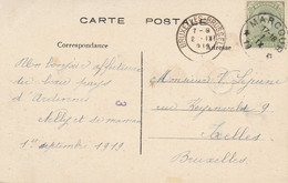 Relais Marcour 19 Sur CP St Thibaut -Le Monument - Fortune Cancels (1919)