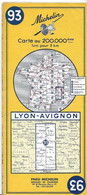 LYON/AVIGNON -Carte Routière Et Touristique MICHELIN N°93 Au 1/200000 -1968 - Roadmaps