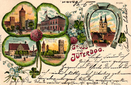 Jüterbog, Farb-Litho, Kleeblatt-AK, 1901 - Jüterbog