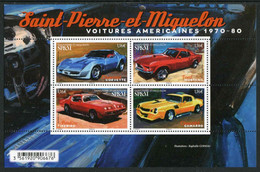 BLOC-FEUILLET De 4 Timbres** Gommés De St-Pierre-et-Miquelon De 2020 "VOITURES AMERICAINES De 1970 - 80" - Blocks & Kleinbögen