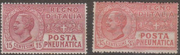 Italia 1927 Posta Pneumatica UnN°PN12-PN13 2v MNH/** - Correo Neumático