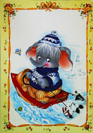 Illustration  éléphant  Barque Ski  Nautique  Souris Water Ski - Wasserski