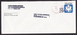 USA: Official Business Stationery Cover, 1993, Commanding Officer USS Wadsworth, US Navy, Military (traces Of Use) - Cartas