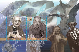 Czech Republic - 2020 - Czech Actors II - Jiri Sovak And Vlastimil Brodsky - Mint Souvenir Sheet With Hologram - Unused Stamps