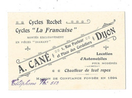 DIJON (21) Carte De Visite Cycles Rochet Cycles La Française A CANE - Dijon