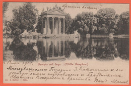 ITALIA - ITALY - ITALIE - 1901 - Missed Stamp - Roma - Tempio Sul Lago - Villa Borghese - Viaggiata Da Roma Per Firenze - Parcs & Jardins