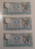 500 Lire 1976 Serie 3 Banconote Consecutive - 500 Liras