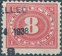 Stati Uniti D'america,United States,U.S.A,1938 Revenue Stamp DOCUMENTARY 8 Cents,Used - Fiscali