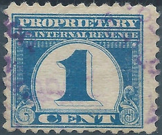 Stati Uniti D'america,United States,U.S.A,Revenue Stamps Internal,Proprietary-1cent,Used - Fiscali
