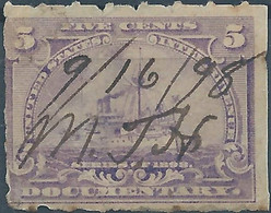Stati Uniti D'america,United States,U.S.A,1898 Revenue Stamps Internal DOCUMENTARY,5cents,Used - Steuermarken