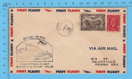 CANADA Scott #C1, FIRST FLIGHT, BISSETT TO GREAT FALLS MANITOBA. CIRCULATED ENVELOPE 1933 TO USA - Erst- U. Sonderflugbriefe