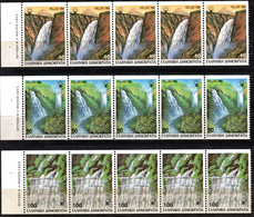 19.GREECE.1988 WATERFALLS IMPERF.X PERF. HELLAS 1800A-1802A,1800B-1802B,VERY FINE MNH BOOKLET PANES OF 5 - Otros & Sin Clasificación