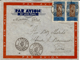 1938 Enveloppe Par Avion  " Niamey-Paris " Affr. à 2,50 F Oblit. DAGUIN 2 Cercles De Cotonou - Lettres & Documents