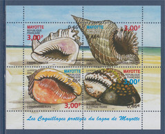 Bloc Mayotte 4 Timbres Dentelés Neufs BF4 Timbres 92 93 94 Et 95 Coquillages Protégés Du Lagon - Blocks & Kleinbögen