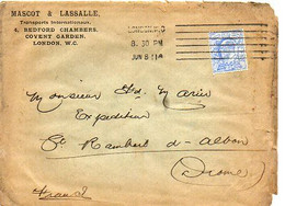 E 8 1911 Lettre A Entete Transports Internationaux             Ville De Londres - Non Classificati