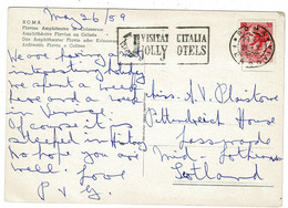 Ref 1410  - 1959 Italy Postcard - Roma Colosseo - Jolly Hotels Slogan Postmark - Lazio - Colosseum