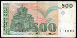 Makedonija,1993,Mazedonien,Macedonia,Macedoine,Pick#13, 500 Denari,as Scan - Macedonia Del Norte