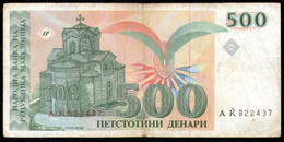 Makedonija,1993,Mazedonien,Macedonia,Macedoine,Pick#13, 500 Denari,as Scan - North Macedonia