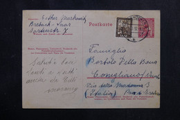 SARRE - Entier Postal + Complément De Saarbrücken En 1952 Pour L 'Italie - L 72804 - Postwaardestukken