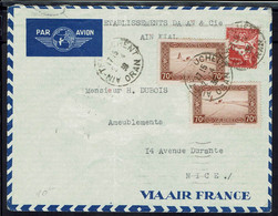 Algérie - 1939  "Ets. Dahan & Cie à Ain Kial" Affr. à 1,90 F Sur Enveloppe De Ain-Témouchent Pour Nice, Via Marseille - - Storia Postale