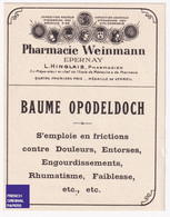 Jolie étiquette Ancienne Inutilisée Pharmacie Hinglais Weinmann à Epernay - Baume Opodeldoch A41-6 - Colecciones