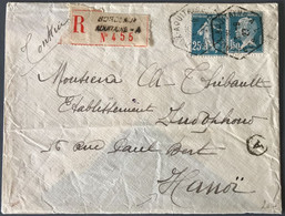 France N°140 Et 181 Sur Enveloppe TAD BORDEAUX-AQUITAINE A Pour HANOI, Tonkin 13.9.1927 - (C1514) - 1921-1960: Modern Tijdperk
