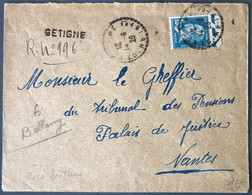 France N°181 Sur Enveloppe 1929 - Recommandée De Fortune Griffe GETIGNE + R N°996 Manuscrit - (C1516) - 1921-1960: Modern Tijdperk