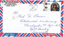 Canada Air Mail Cover Sent To Denmark 1998 Single Franked Christmas Stamp - Luftpost