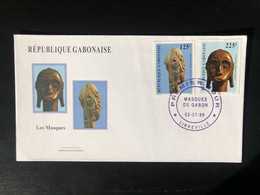 Gabon Gabun 1999 Mi. A1487 B1487 FDC Masques Du Gabon Masks Masken RARE! - Gabon