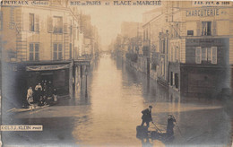 92-PUTEAUX- CARTE-PHOTO- INONDATIONS- RUE DE PARIS ET PLACE DU MARCHE - Puteaux