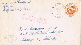 38012. Entero Postal Aereo GLENWOOD (Ga) 1950 To Chicago. Gride 1 - 1941-60