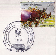 RHINOCEROS-GREATER SINGLE HORNED FROM ASSAM, INDIA-2x SPECIAL COVERS-ERROR-INDIA-2016-FC2-107 - Rhinoceros