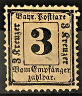 BAYERN 1862 - Unused - Mi 1 - Postage Due 3kr - Oblitérés