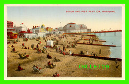 WORTHING, UK - BEACH AND PIER PAVILION - ANIMATED WITH PEOPLES - - Worthing