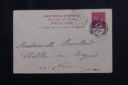 CEYLAN - Affranchissement De Colombo Sur Carte Postale En 1903 Pour La France - L 72916 - Ceylon (...-1947)