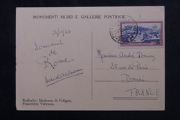 VATICAN - Affranchissement De La Cité Sur Carte Postale En 1947 Pour La France - L 72919 - Storia Postale
