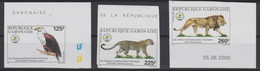 Gabon Gabun 2000 ND Imperf Mi. 1494 - 1496 Animaux Intégralement Protégés Faune Fauna Aigle Bird Panther Lion RARE ! - Autres & Non Classés