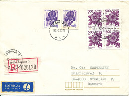 Poland Registered Cover Sent To Denmark Legnica 12-2-1992 - Covers & Documents