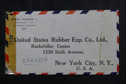 EQUATEUR - Enveloppe Commerciale De Guayaquil Pour New York Avec Contrôle Postal , Affranchissement Au Verso - L 72986 - Ecuador