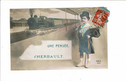 Cpa Une Pensée D' HERBAULT Train Sur Voie Rex 4302 - Herbault
