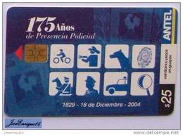 TC 371a 1829 - 2004 175 AÑOS POLICIA NACIONAL URUGUAYA - NATIONAL POLICE URUGUAYAN 175 YEARS. ANTEL - Uruguay