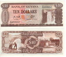 GUYANA   10 Dollars  P23f    UNC   (ND  1992    Kaieteur Waterfalls - Bauxite Mining On Back ) - Guyana