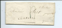 Lettre Pour Auxerre  1843 - 1792-1815: Veroverde Departementen